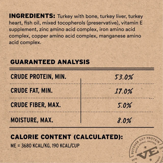 Vital Essentials Freeze Dried Turkey Entree Mini Nibs 14oz Bag