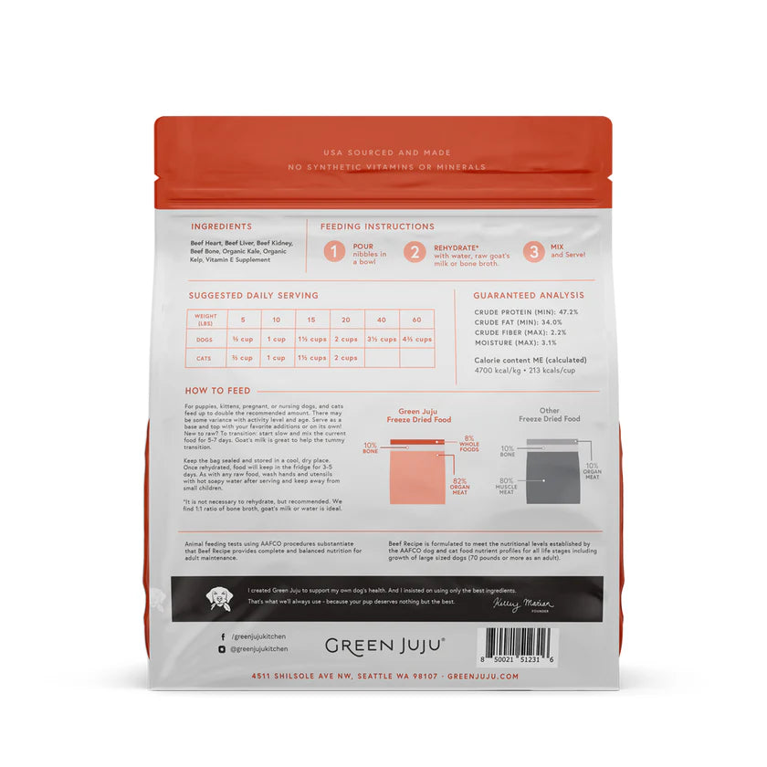 Green Juju Beef Recipe - Freeze Dried Raw Diet 14oz