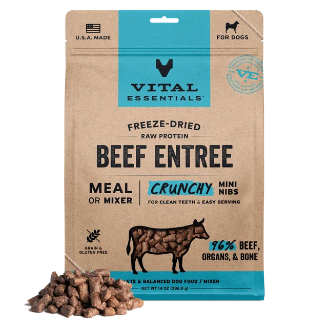Vital Essentials Freeze Dried Beef Entree Mini Nibs 14oz Bag
