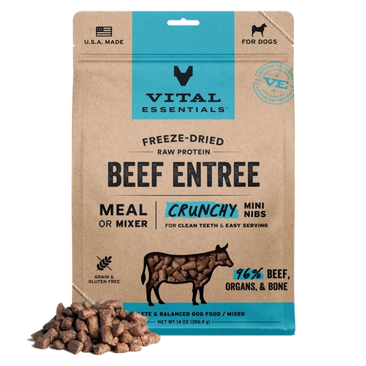 Vital Essentials Freeze Dried Beef Entree Mini Nibs 14oz Bag
