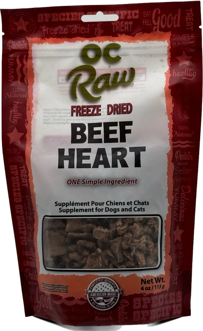 OC Raw Freeze-Dried Beef Heart Treats 4oz