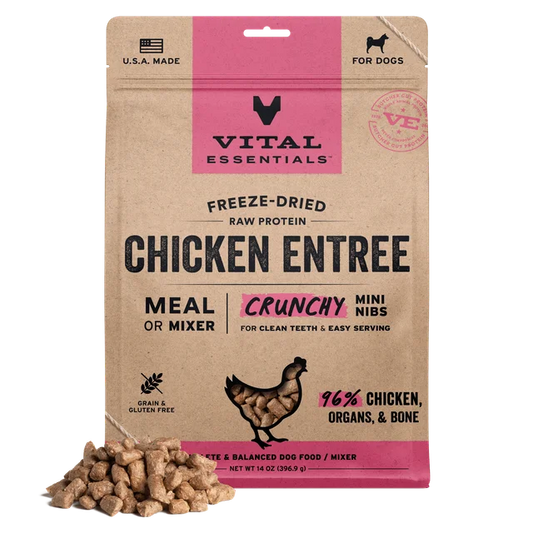 Vital Essentials Freeze Dried Chicken Entree Mini Nibs 14oz Bag