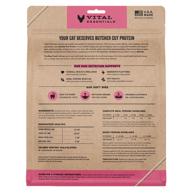 Vital Essentials Chicken Cat Entree Soft Nibs 12oz