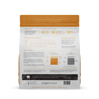 Green Juju Lamb Recipe - Freeze Dried Raw Diet