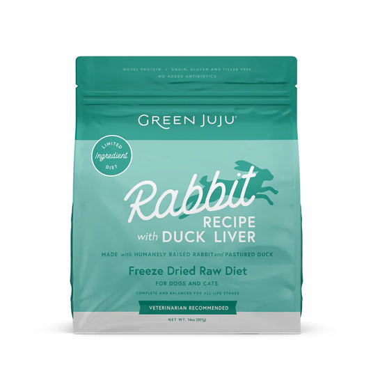 Green Juju Rabbit with Duck Liver Recipe - Freeze Dried Raw Diet 14oz