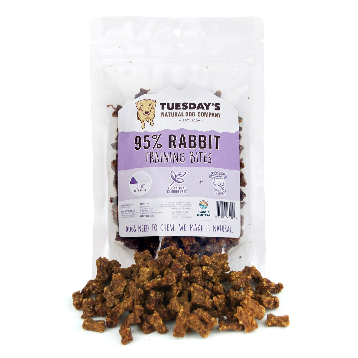 Tuesday's 95% Rabbit Training Bites - 6 oz
