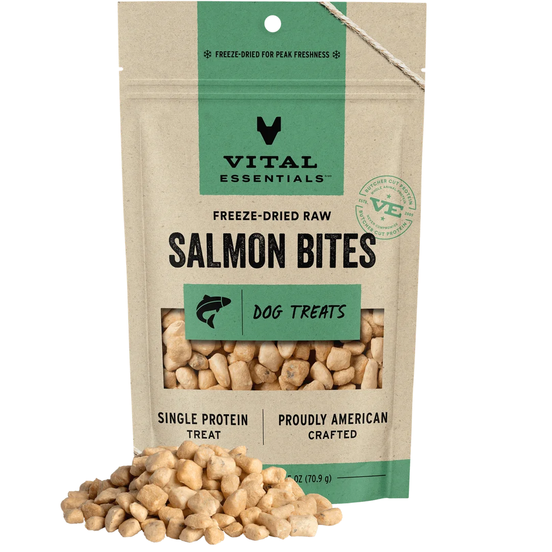 Vital Essentials Salmon Bites Dog Treats 2.5oz