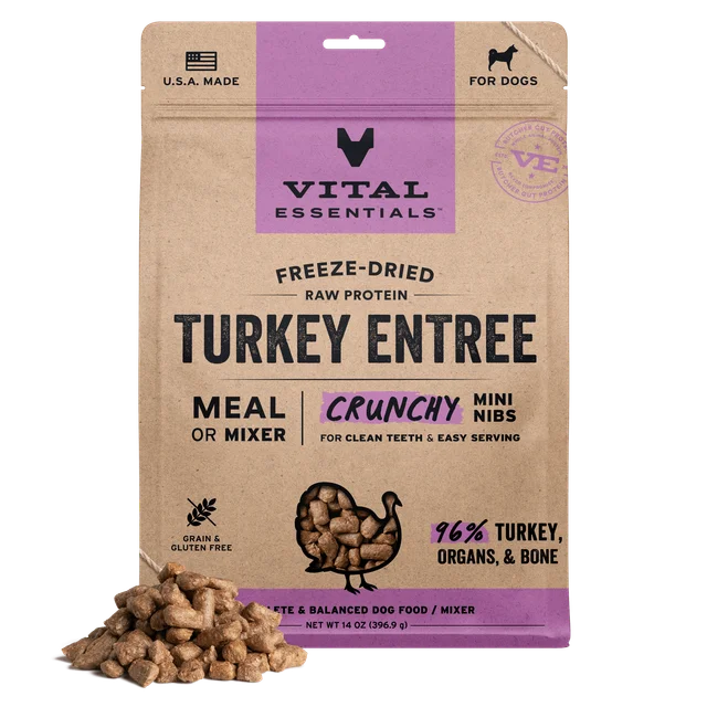 Vital Essentials Freeze Dried Turkey Entree Mini Nibs 14oz Bag