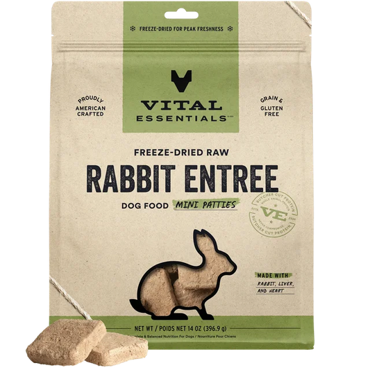 Vital Essentials Freeze Dried Rabbit Entree Mini Patties 14oz