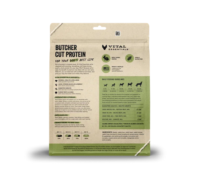 Vital Essentials Freeze Dried Rabbit Entree Mini Patties 14oz