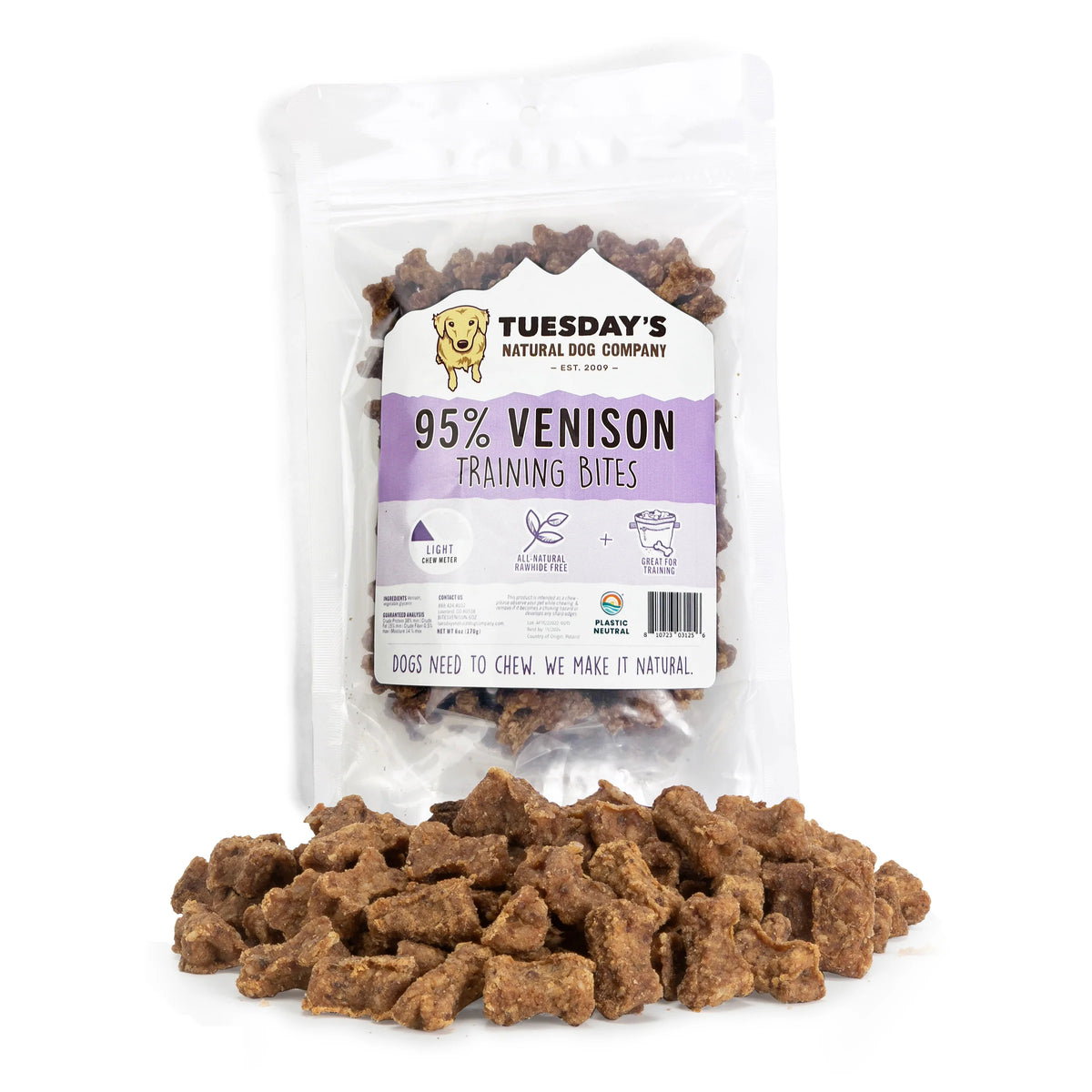 Tuesday's 95% Venison Training Bites - 6 oz
